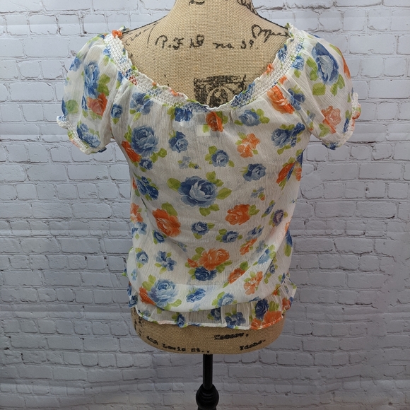 Forever 21 Sheer Floral Shirt Small - Picture 4 of 7